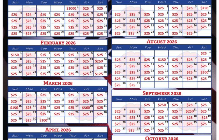 2026 Daily Prize Calendar - Fundraiser for Lisa Chaplin